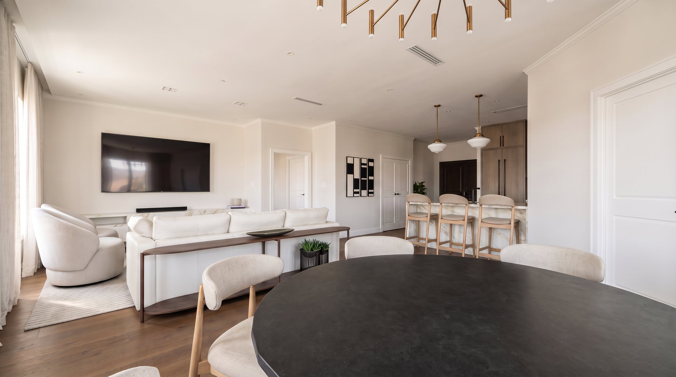 Open living and dining area